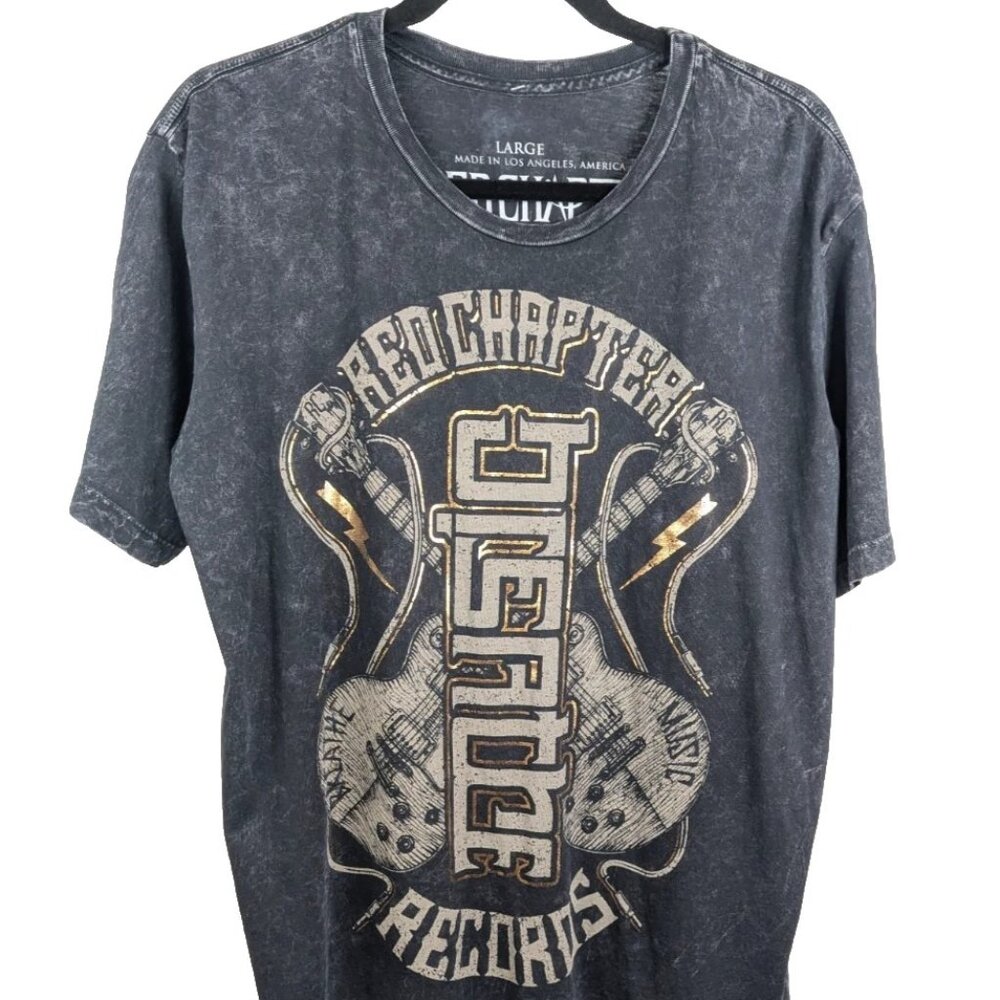 Red Chapter Breath Music Ambigram T-Shirt Black Gold Gray Style 1065BLK Sz Large